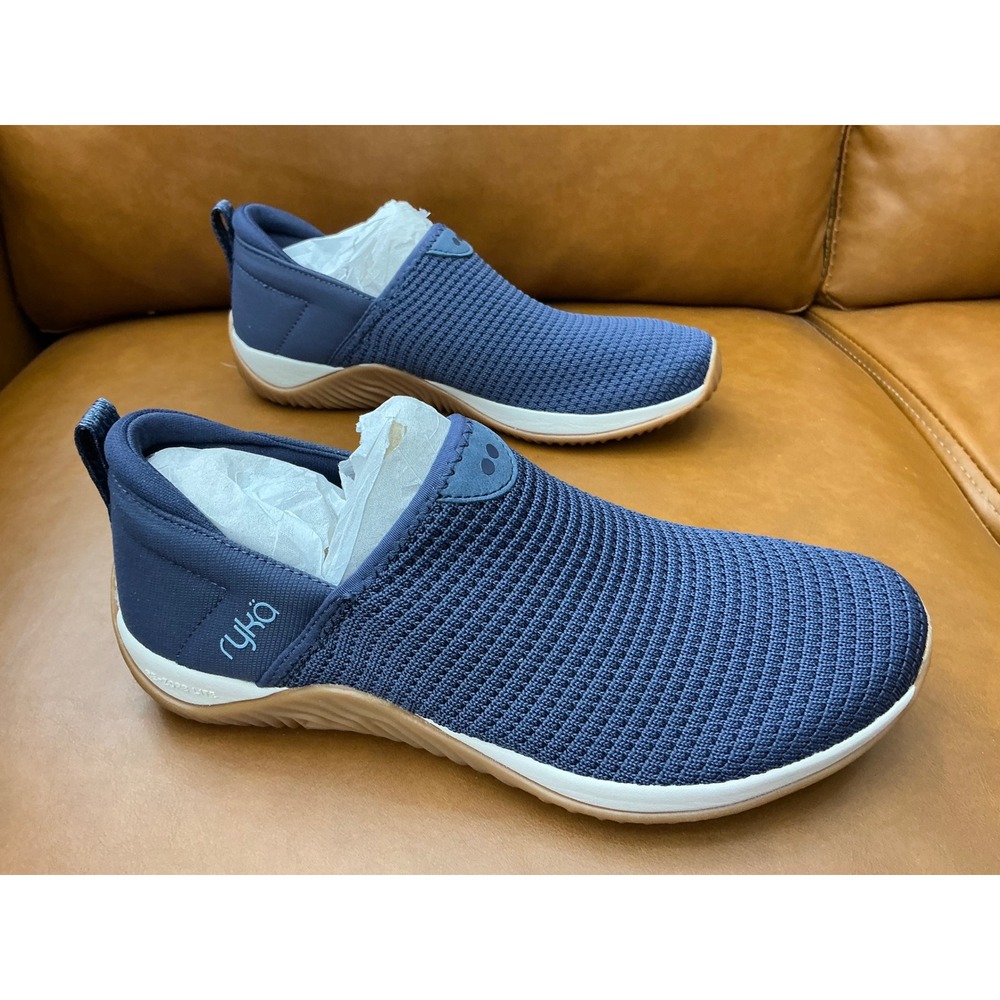 Ryka Echo Unwind Sneakers Women 7 Blue Slip On Knit Re-Zorb Lite